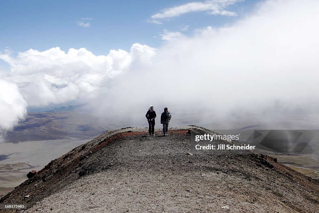 Hiking up Cotopaxi Volcano.