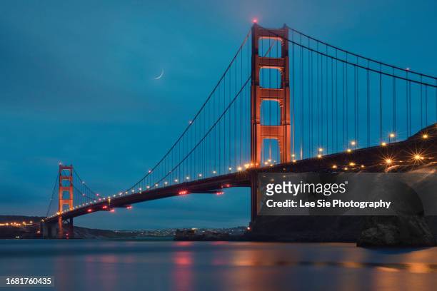 golden gate eve - golden gate bridge night stock pictures, royalty-free photos & images