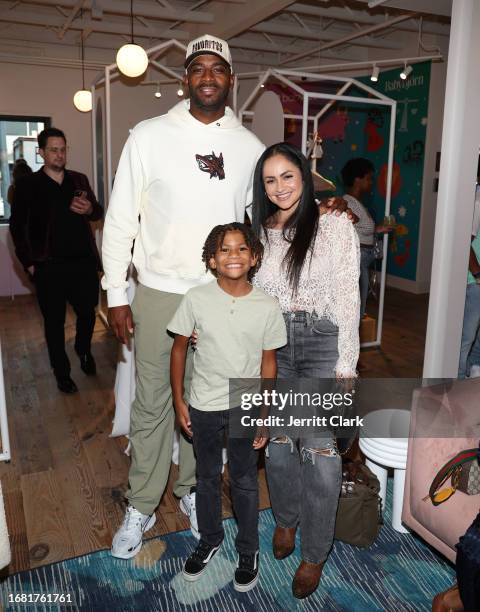 Dorell Wright, Dash Wright and Mia Wright attend Gabrielle Union and Dwyane Wade's PROUDLY Hair Care Launch at Babylist L.A. Showroom on September...