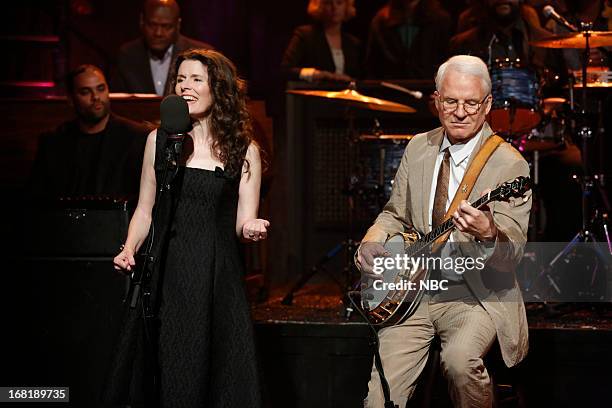 Episode 829 -- Pictured: Musical guests Steve Martin and Edie Brickell perform on May 6, 2013 --