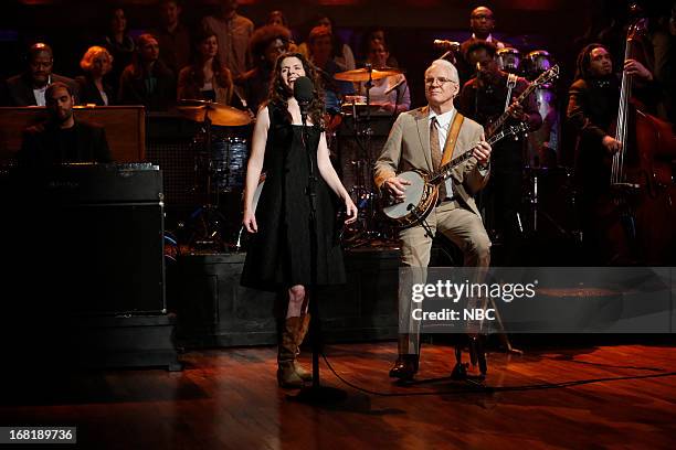 Episode 829 -- Pictured: Musical guests Steve Martin and Edie Brickell perform on May 6, 2013 --