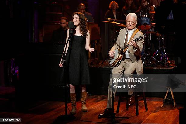 Episode 829 -- Pictured: Musical guests Steve Martin and Edie Brickell perform on May 6, 2013 --