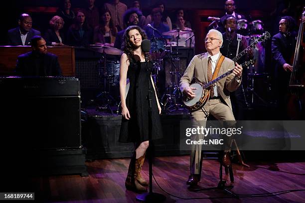 Episode 829 -- Pictured: Musical guests Steve Martin and Edie Brickell perform on May 6, 2013 --