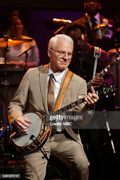 Episode 829 -- Pictured: Musical guest Steve Martin performs on May 6, 2013 --