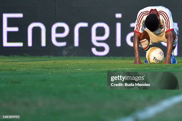 Rhayner of Fluminense looks to the floor after a match between Fluminense and Botafogo as part of Rio State Championship 2013 at Raulino de Oliveira...