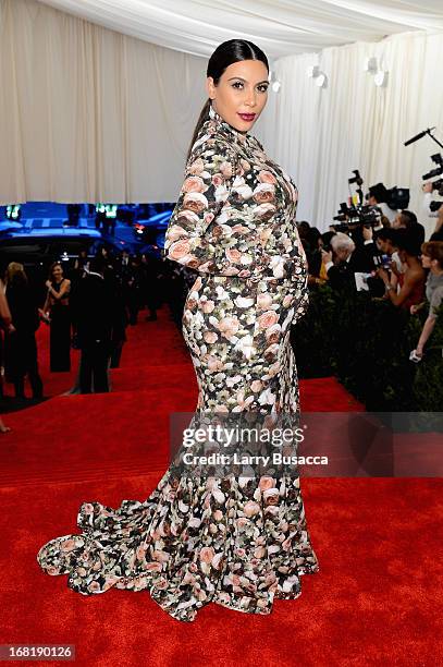 Kim Kardashian attends the Costume Institute Gala for the "PUNK: Chaos to Couture" exhibition at the Metropolitan Museum of Art on May 6, 2013 in New...