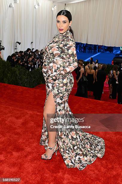 Kim Kardashian attends the Costume Institute Gala for the "PUNK: Chaos to Couture" exhibition at the Metropolitan Museum of Art on May 6, 2013 in New...