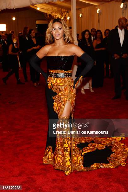 Beyonce attends the Costume Institute Gala for the "PUNK: Chaos to Couture" exhibition at the Metropolitan Museum of Art on May 6, 2013 in New York...