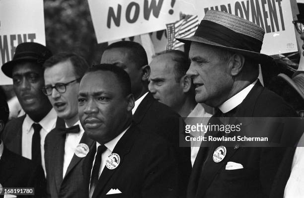 View of American civil rights leader Martin Luther King, Jr. At the March on Washington for Jobs and Freedom, where he would deliver his 'I Have a...