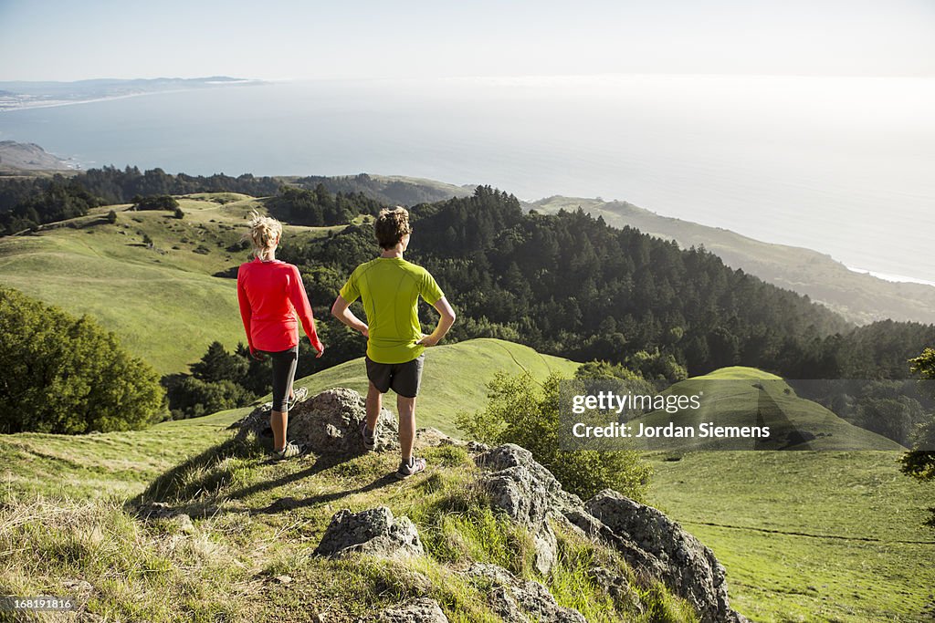 A couple trail running.