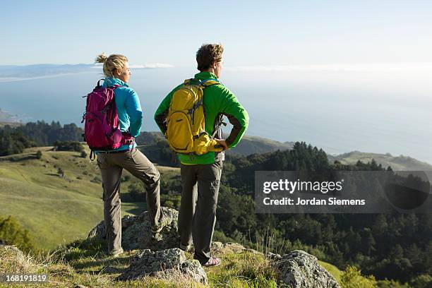 a couple hiking. - bay area stock pictures, royalty-free photos & images