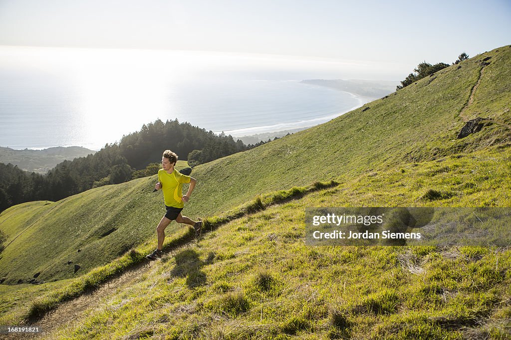 Trail running above the ocean.