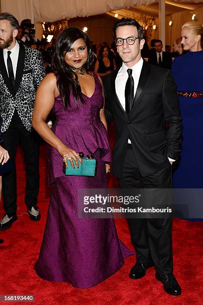 Mindy Kaling and B.J. Novak attend the Costume Institute Gala for the "PUNK: Chaos to Couture" exhibition at the Metropolitan Museum of Art on May 6,...