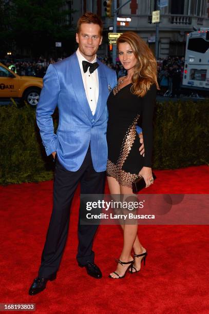 Tom Brady and Gisele Bundchen attend the Costume Institute Gala for the "PUNK: Chaos to Couture" exhibition at the Metropolitan Museum of Art on May...