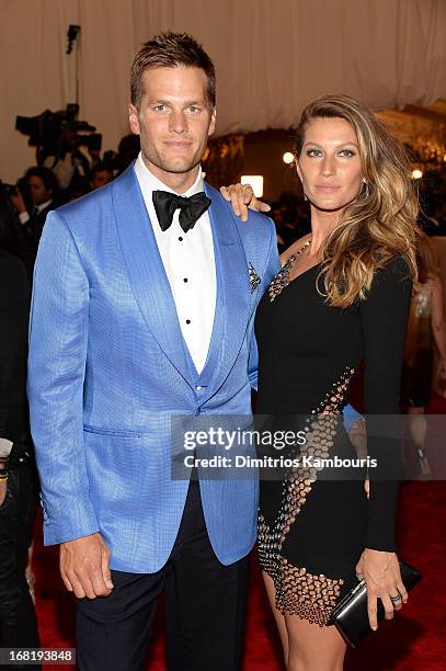 Tom Brady and Gisele Bundchen attend the Costume Institute Gala for the "PUNK: Chaos to Couture" exhibition at the Metropolitan Museum of Art on May...