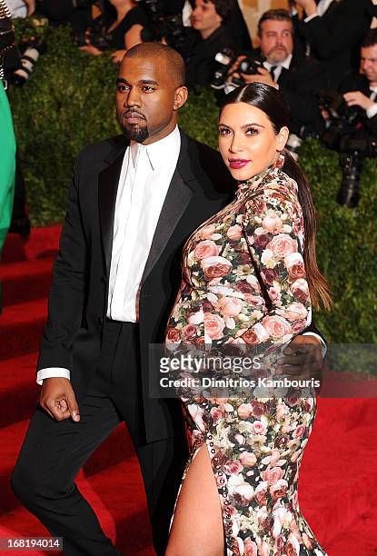 Kanye West and Kim Kardashian attend the Costume Institute Gala for the "PUNK: Chaos to Couture" exhibition at the Metropolitan Museum of Art on May...