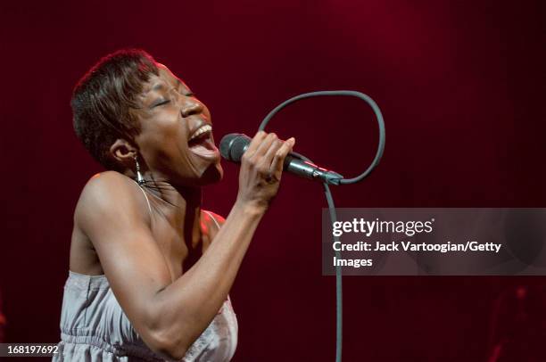 Malian pop singer Rokia Traore performs at a World Music Institute concert at the Highline Ballroom, New York, New York, April 17, 2010.