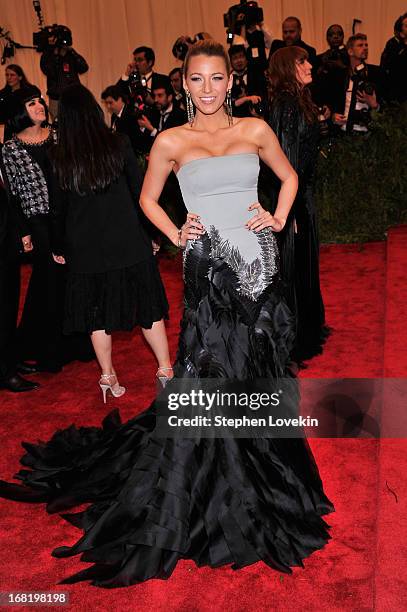 Blake Lively attends the Costume Institute Gala for the "PUNK: Chaos to Couture" exhibition at the Metropolitan Museum of Art on May 6, 2013 in New...