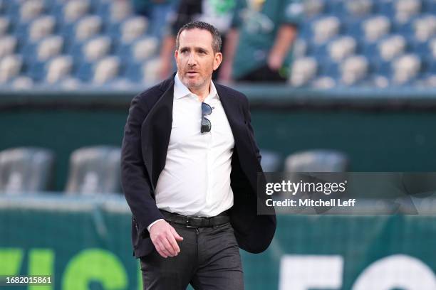 General manager Howie Roseman of the Philadelphia Eagles gives looks on prior to the game between the Minnesota Vikings and the Philadelphia Eagles...