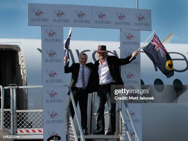 Virgin CEO John Borghetti & Sir Richard Branson arrive at Perth Airport on May 7, 2013 in Perth, Australia. Virgin Australia purchased Perth-based...