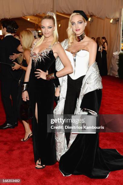 Virginie and Claire Courtin-Clarins attend the Costume Institute Gala for the "PUNK: Chaos to Couture" exhibition at the Metropolitan Museum of Art...