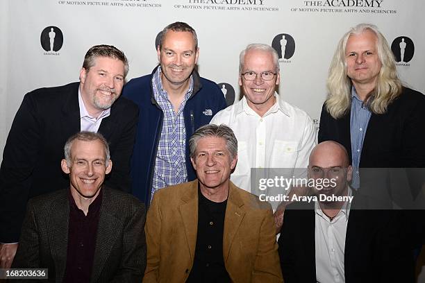 Tim Squyres, Bill Westenhofer, Erik-Jan de Boer, Bill Kroyer, Donald Elliott, Bradley Alexander and Claudio Miranda attend The Academy Spotlights VFX...