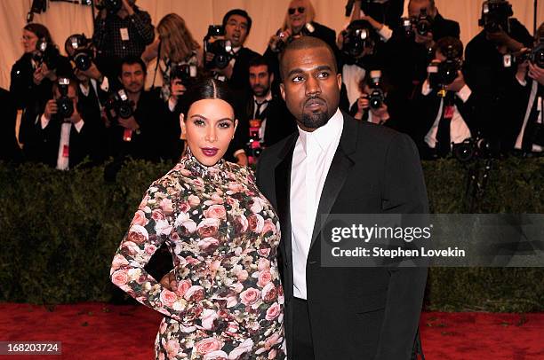 Kim Kardashian and Kanye West attend the Costume Institute Gala for the "PUNK: Chaos to Couture" exhibition at the Metropolitan Museum of Art on May...