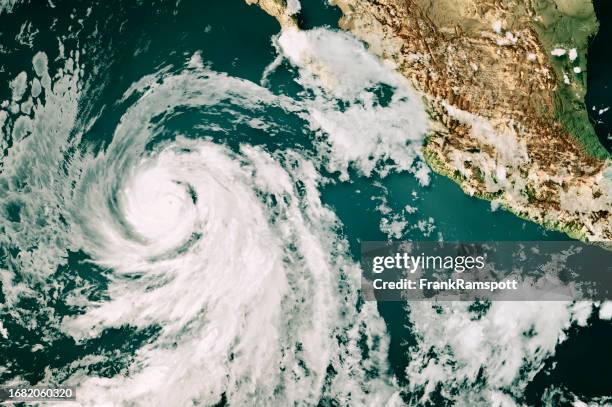 hurricane jova 2023 cloud map mexico 3d render color - mexico hurricane stock pictures, royalty-free photos & images