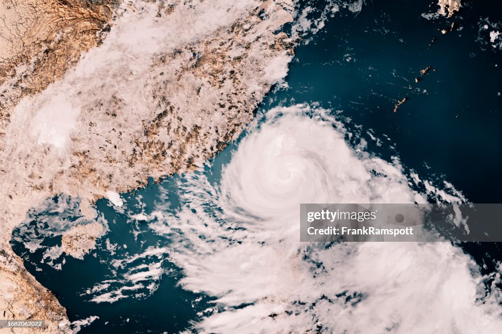 Typhoon Haikui 2023 Cloud Map South China Sea 3D Render Neutral