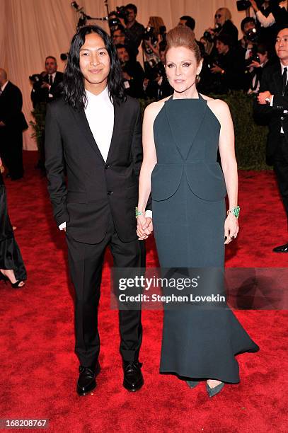 Designer Alexander Wang and actress Julianne Moore attend the Costume Institute Gala for the "PUNK: Chaos to Couture" exhibition at the Metropolitan...