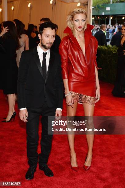 Designer Anthony Vaccarello and model Anja Rubik attend the Costume Institute Gala for the "PUNK: Chaos to Couture" exhibition at the Metropolitan...