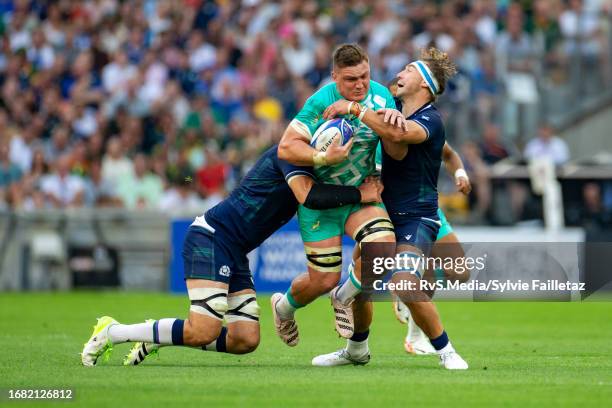 Jasper Wiese of South Africa in action during the Rugby World Cup France 2023 match between South Africa and Scotland at Stade Velodrome on September...