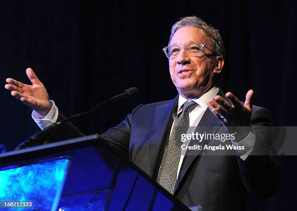 Actor Tim Allen speaks at the Midnight Mission Golden Heart Awards 2013 at the Beverly Wilshire Four Seasons Hotel on May 6, 2013 in Beverly Hills,...