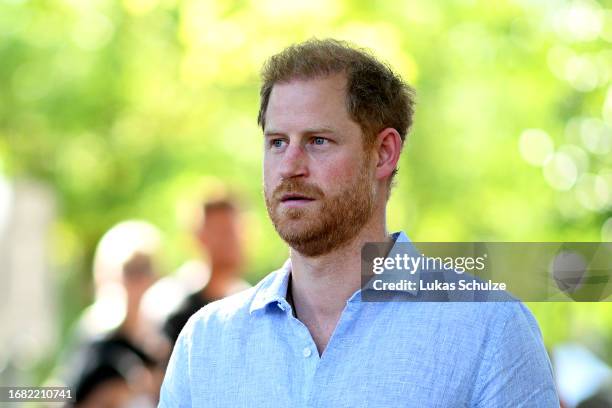 Prince Harry, Duke of Sussex looks on during day six of the Invictus Games Düsseldorf 2023 on September 15, 2023 in Duesseldorf, Germany.