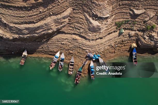 An aerial view of the Mosul Dam, which was built on a loose ground eroded by water, in Mosul, Iraq on September 21, 2023. The dam has been maintained...