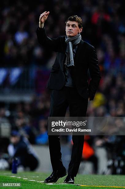Head coach Tito Vilanova of FC Barcelona reacts during the UEFA Champions League semi final second leg match between Barcelona and FC Bayern Muenchen...