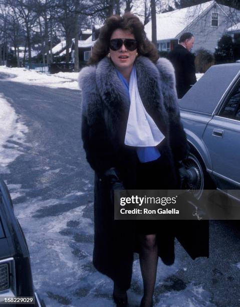 Model Jessica Hahn visits her family at their home on January 7, 1988 in Massapequa, Long Island, New York.