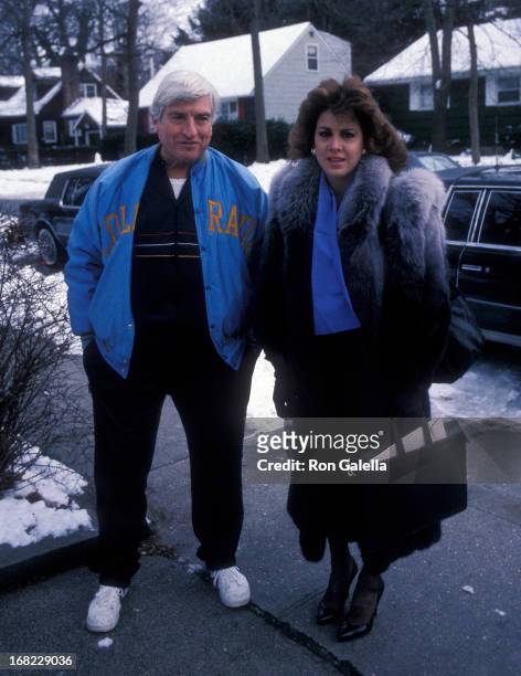 Model Jessica Hahn and her stepfather Edward Moylan on January 7, 1988 at Jessica and Edward Moyland in Massapequa, Long Island, New York.
