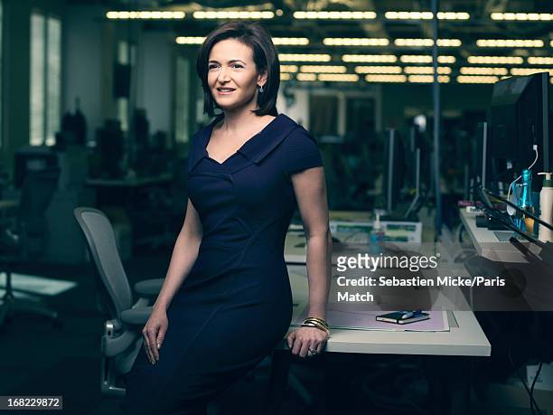 Chief operating officer of Facebook, Sheryl Sandberg is photographed for Paris Match on April 23, 2013 in Menlo Park, California.