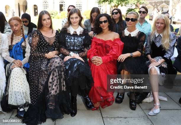 Damsel Elysium, Amber Le Bon, Amber Anderson, Anoushka Shankar, Laura Bailey and Mereki Beach attend the Bora Aksu show during London Fashion Week...