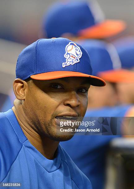 Marlon Byrd of the New York Mets looks on prior to a game against the Miami Marlins at Marlins Park on April 30, 2013 in Miami, Florida.