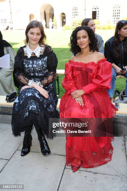 Amber Anderson and Anoushka Shankar attend the Bora Aksu show during London Fashion Week September 2023 at Goodenough College on September 15, 2023...