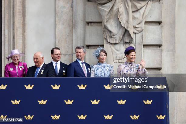 Queen Margrethe of Denmark, King Harald of Norway, Prince Daniel of Sweden, Crown Prince Fredrik of Denmark, Crown Princess Mary Denmark and Crown...