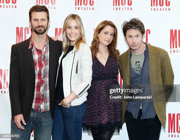 Fred Weller, Leslie Bibb, Jenna Fischer and Josh Hamilton attend the "Reasons To Be Happy" Broadway Cast Photo Call at MTC Rehearsal Studios on May...