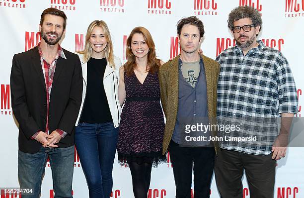 Fred Weller, Leslie Bibb, Jenna Fischer, Josh Hamilton and Playwright/Director Neil LaBute attend the "Reasons To Be Happy" Broadway Cast Photo Call...