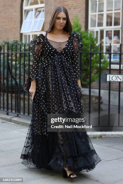 Amber Le Bon attends Bora Aksu at the Goodenough College during London Fashion Week September 2023 on September 15, 2023 in London, England.