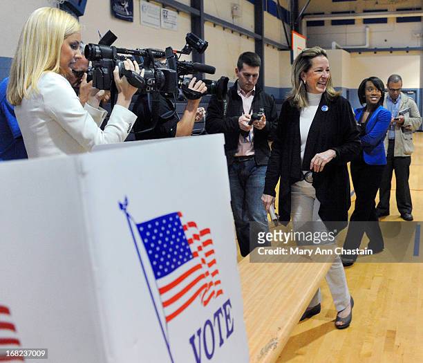 Elizabeth Colbert Busch leaves after casting her vote in a special election runoff with former South Carolina Gov. Mark Sanford for a seat in the 1st...
