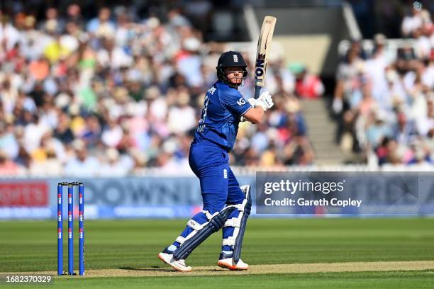Jonathan Bairstow of England bats during the 4th Metro Bank One Day International between England and New Zealand at Lord's Cricket Ground on...