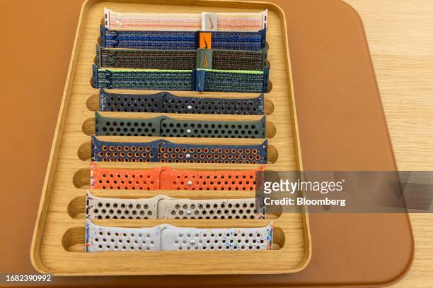 New Apple Watch straps on display in the Apple Inc. Store on Regent Street in London, UK, on Friday, Sept. 22, 2023. Apple's latest iPhones and...