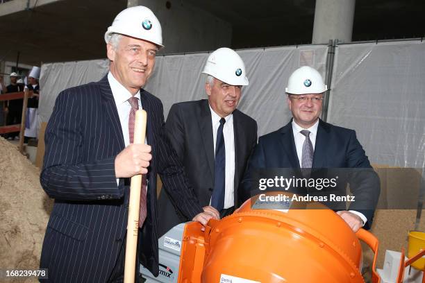 Peter Ramsauer, Hans-Reiner Schroeder and Frank Henkel attends roofing ceremony at BMW new Berlin location at BMW Niederlassung Berlin on May 7, 2013...